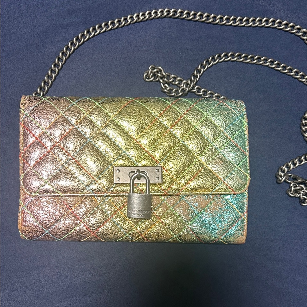 Kurt Geiger Iridescent Quilted Crossbody Bag/Clutch